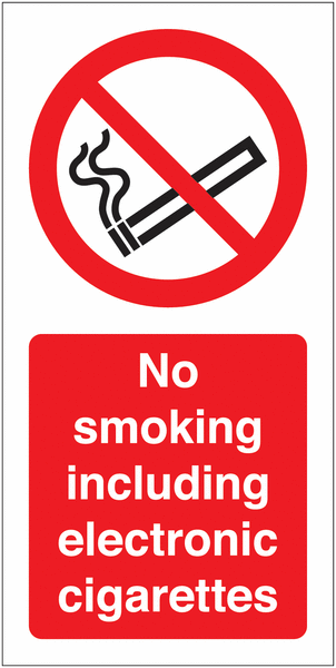 No Smoking Including Electronic Cigarettes Vinyl Safety Labels On-a-Roll