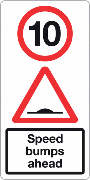 Traffic Signs - Speed Bumps Ahead 10 MPH