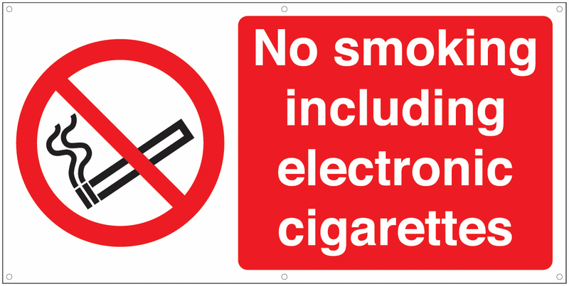 No Smoking Including Electronic Cigarettes Banner Signs
