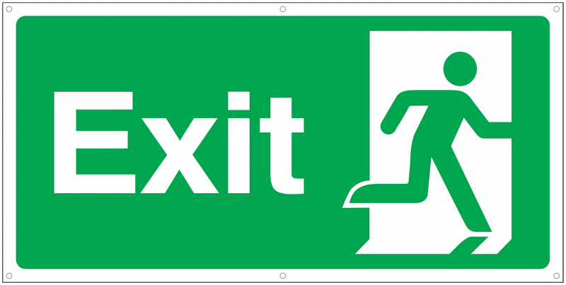 Banner Signs - Exit Running Man Right