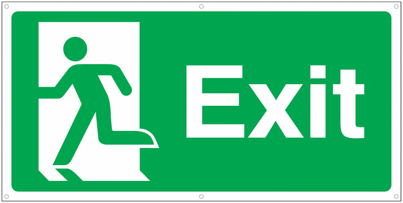 Banner Signs - Exit Running Man Left