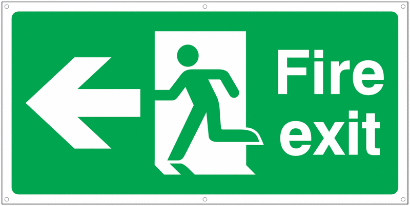 Banner Signs - Fire Exit Running Man & Arrow Left