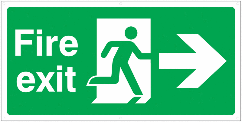 Banner Signs - Fire Exit Running Man & Arrow Right