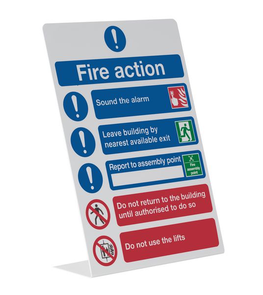 Tabletop Signs - Fire Action (Symbolised)