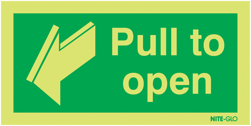Nite-Glo Pull to Open Photoluminescent Signs