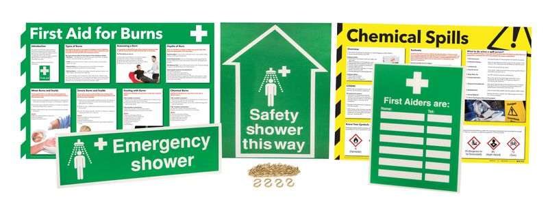 Safety Shower Awareness Sign and Poster Kits