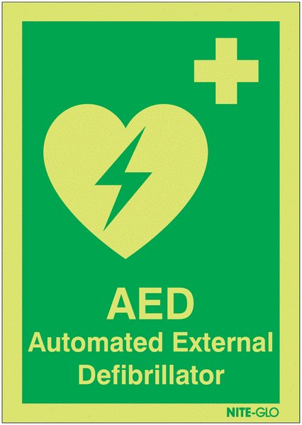 Nite-Glo Photoluminescent AED Location Signs