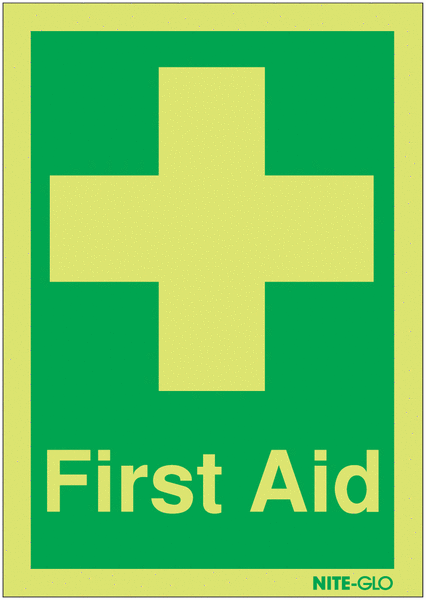 Nite-Glo First Aid Photoluminescent Signs