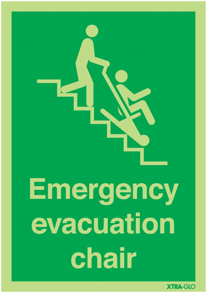 Xtra-Glo Emergency Evacuation Chair Signs