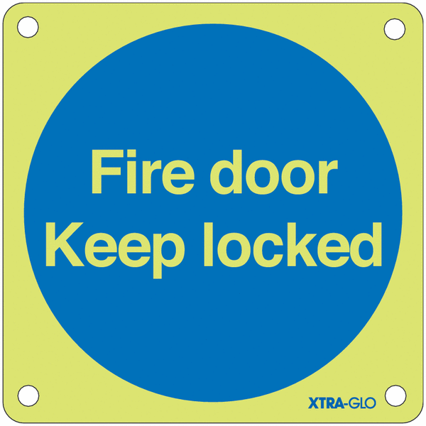 Xtra-Glo Premium Fire Door Keep Locked Aluminium Sign