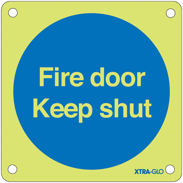 Xtra-Glo Aluminium Fire Door Keep Shut Sign