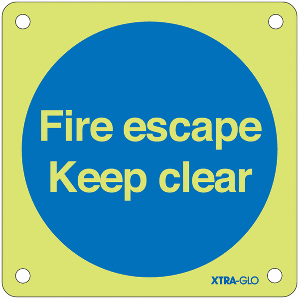 Xtra-Glo Aluminium Fire Escape Keep Clear Signs