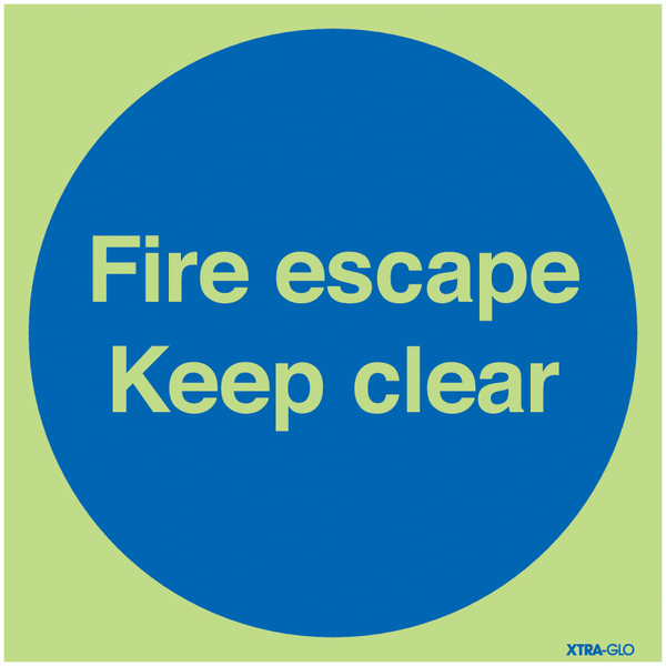 Xtra-Glo Photoluminescent Fire Escape Keep Clear Signs