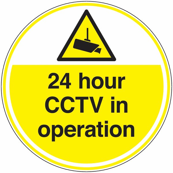 24 hour CCTV in Operation Anti-Slip Floor Signs