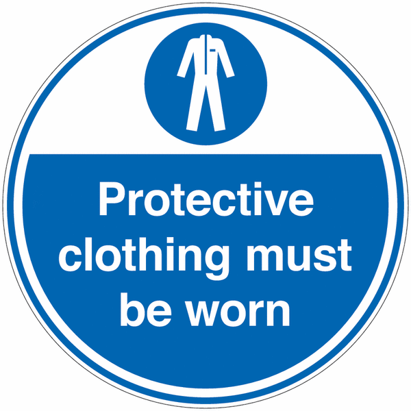 Protective Clothing Must Be Worn Anti-Slip Floor Signs