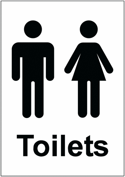 Unisex Symbol and Toilet Text Economy Washroom Signs