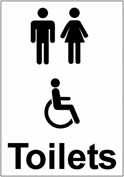 Unisex And Accessible Toilets Text Economy Washroom Signs