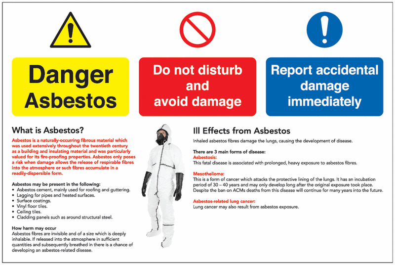 Danger Asbestos Signs with Health & Safety Guidance