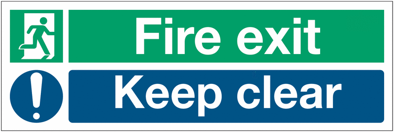 Fire Exit Keep Clear Signs With Upgrades