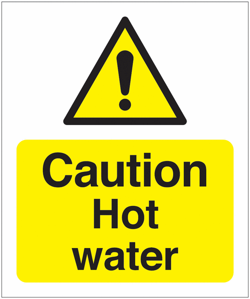 Caution Hot Water Hazard Warning Signs With Upgrades