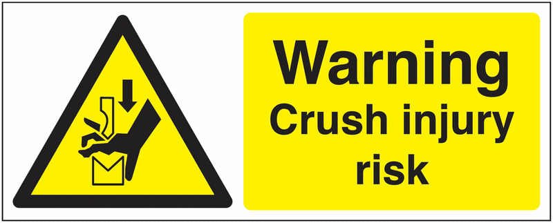Warning Crush Injury Risk Signs