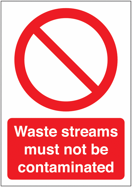 Waste Streams Must Not Be Contaminated Signs
