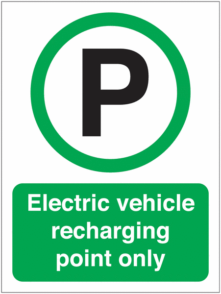 Electric Vehicle Recharging Only Parking Symbol Signs