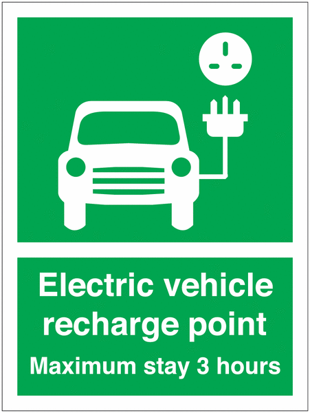 Vehicle Recharging Point Max Stay 3 Hours Car Symbol