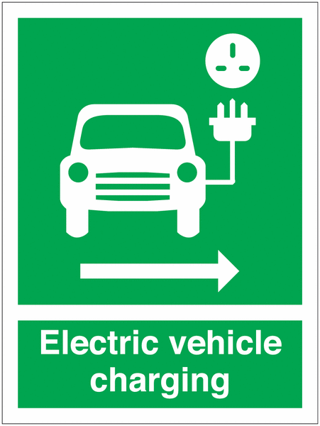 Electric Vehicle Charging With Arrow Right & Car Symbol