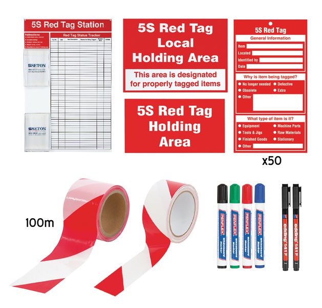 5S Red Tag Holding Area Kits With Tape Barrier