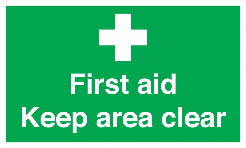 First Aid Keep Area Clear Anti-Slip Floor Sign