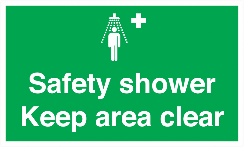 Safety Shower Keep Area Clear Anti-Slip Floor Sign