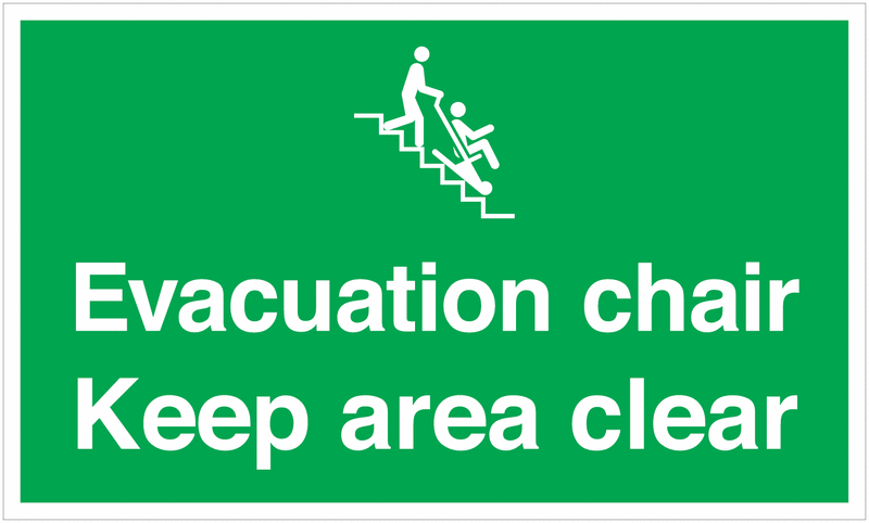 Evacuation Chair Keep Area Clear Anti-Slip Floor Sign