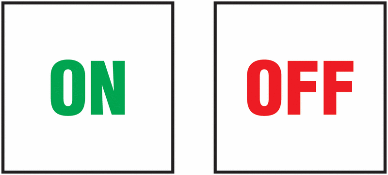 Colour-Coded Indicator Labels- On / Off