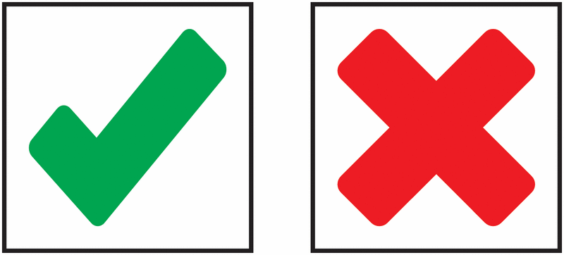 Colour-Coded Indicator Labels- Tick / Cross