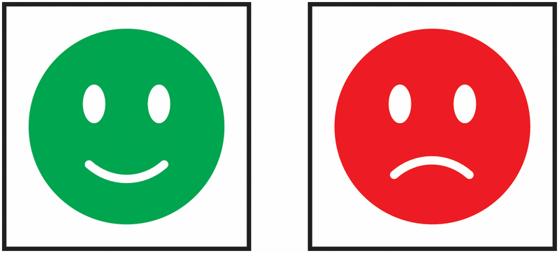 Colour-Coded Indicator Labels- Happy / Sad Faces
