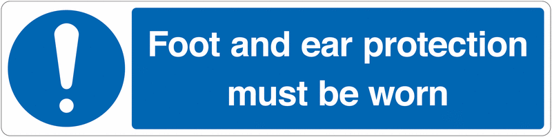 Foot and Ear Protection Must Be Worn Floor Sign