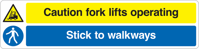 Caution Fork Lifts Operating Stick to Walkways Floor Sign
