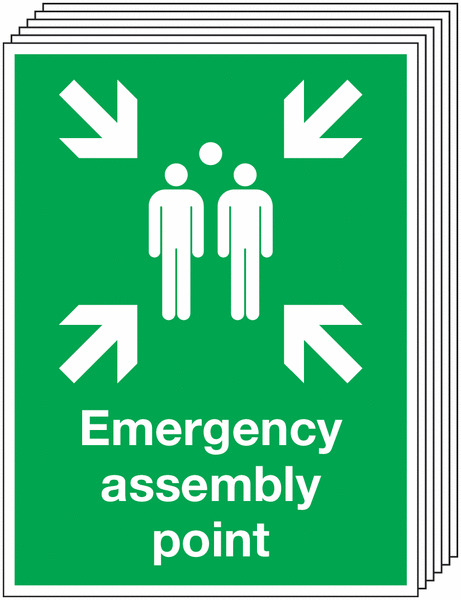 6-Pack Emergency Assembly Point Outdoor Aluminium Signs