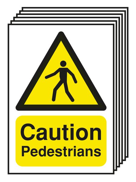 6-Pack Caution Pedestrians Signs