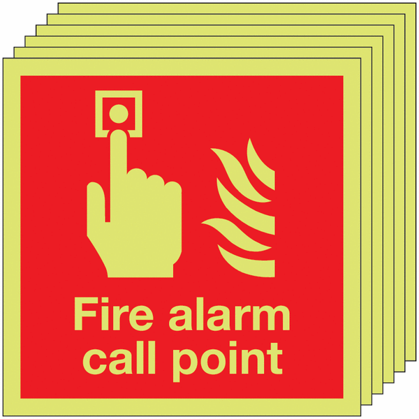 6-Pack Nite-Glo Fire Alarm Call Point Signs