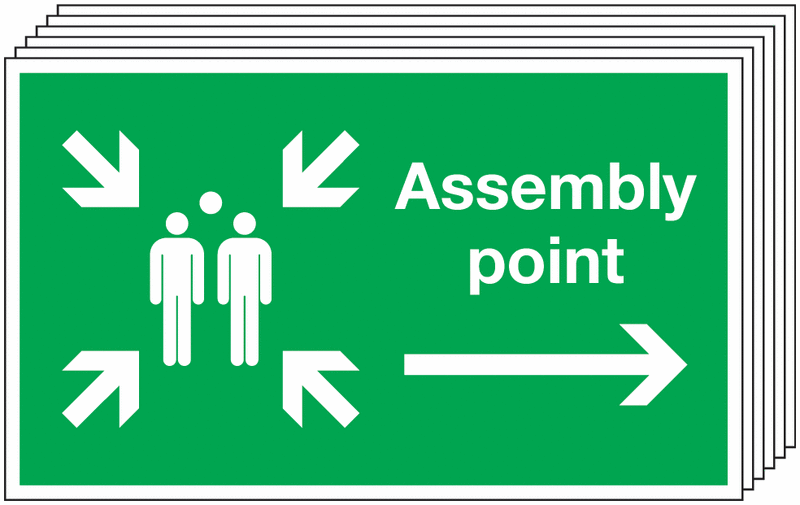 6-Pack Assembly Point (Group & Arrow Right Symbols) Signs