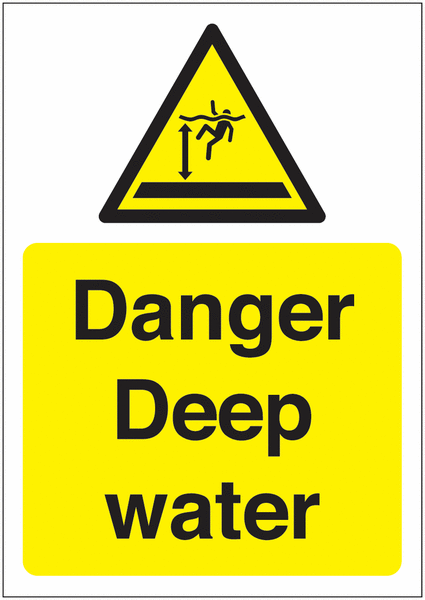 6-Pack Danger Deep Water Signs