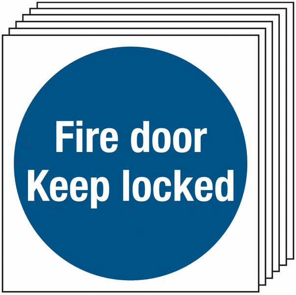 6-Pack Fire Door Keep Locked Signs With Upgrades
