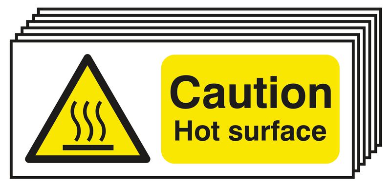 6-Pack Caution Hot Surface Signs
