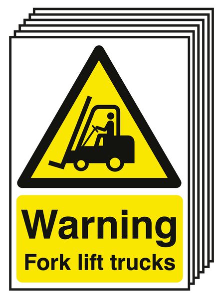 6-Pack Warning Fork Lift Trucks Signs