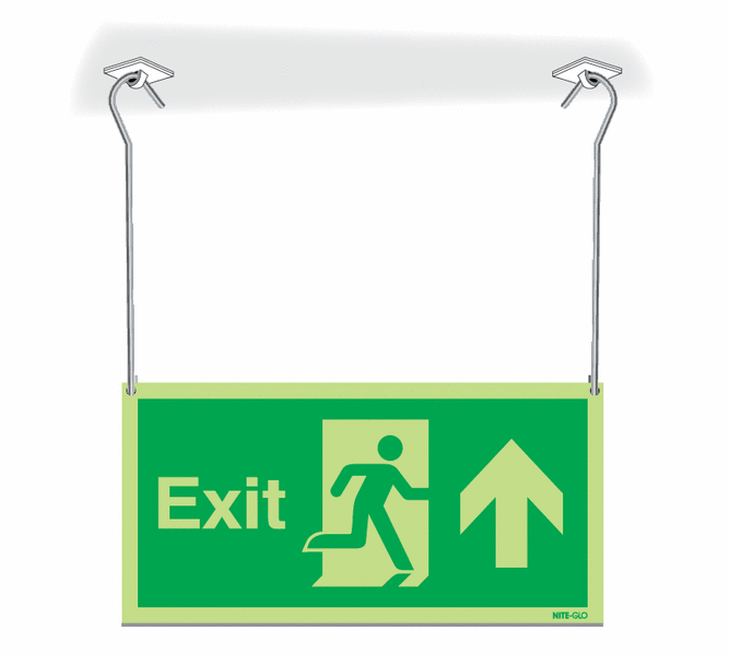 Nite-Glo Exit Running Man Arrow Up Hanging Signs