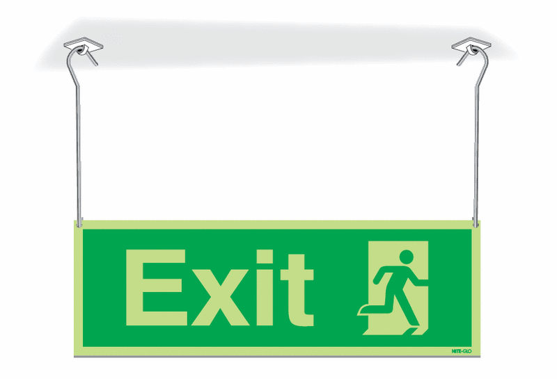Nite-Glo Exit Running Man Right Hanging Signs