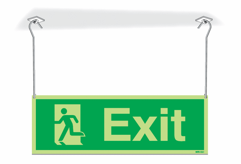 Nite-Glo Exit Running Man Left Hanging Signs
