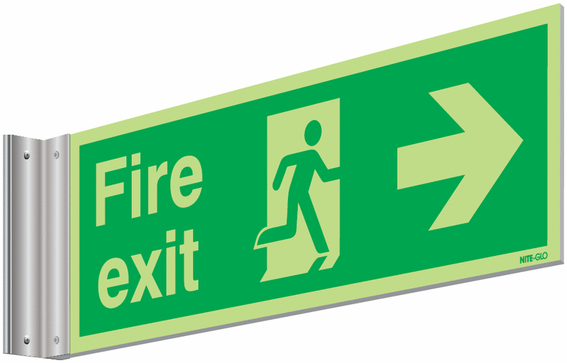 Nite-Glo Fire Exit Running Man & Arrow Right Corridor Signs